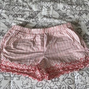 White and Red striped shorts